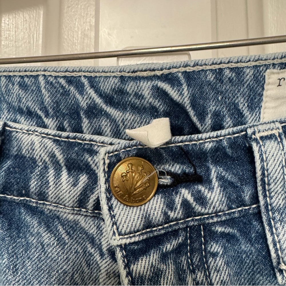 Rag & Bone Andi Distressed High Waist Wide Leg Ankle Jeans Malvern Size 27 - Picture 6 of 14